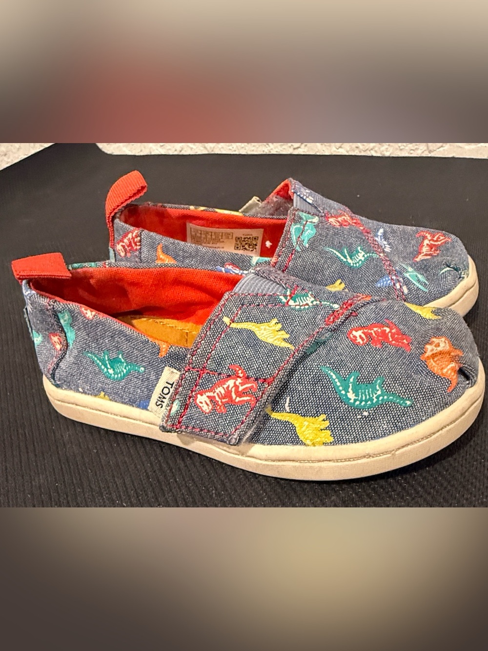 Toms Dinosaur Dino Bones Slip On Canvas Shoes Glow In The Dark Size 6